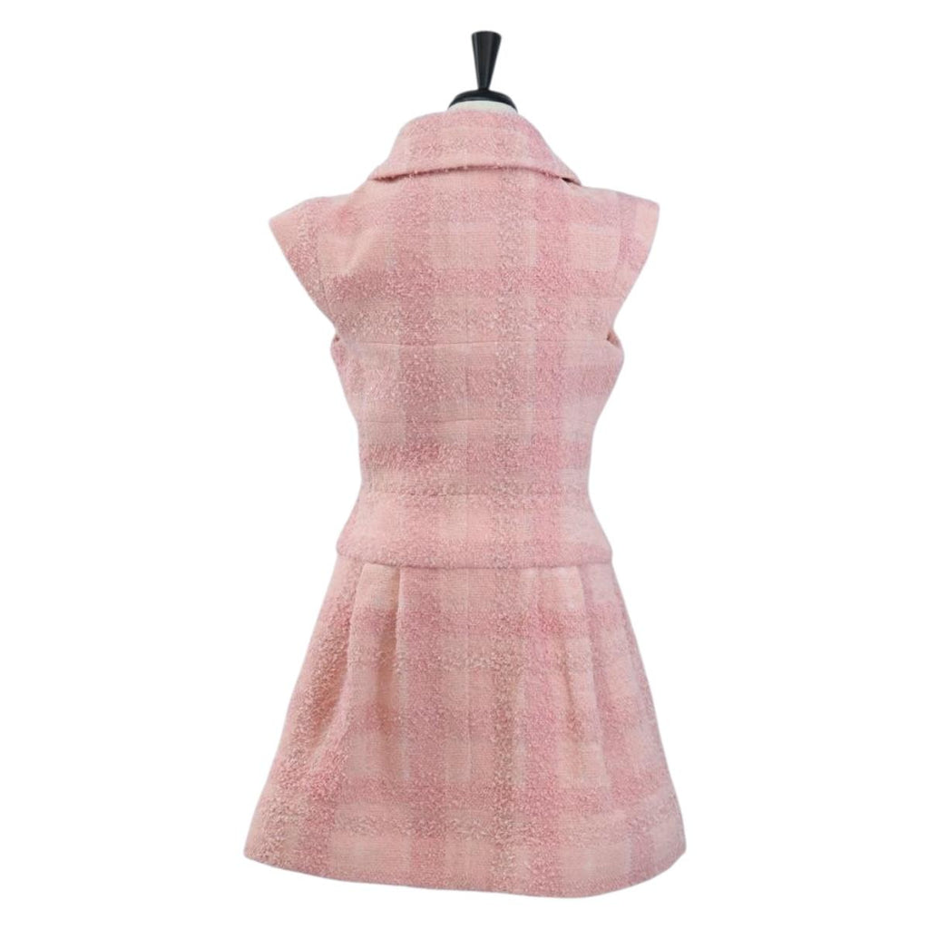 CHANEL One Piece Dress Tweed 36 Pink CC Auth 208357M