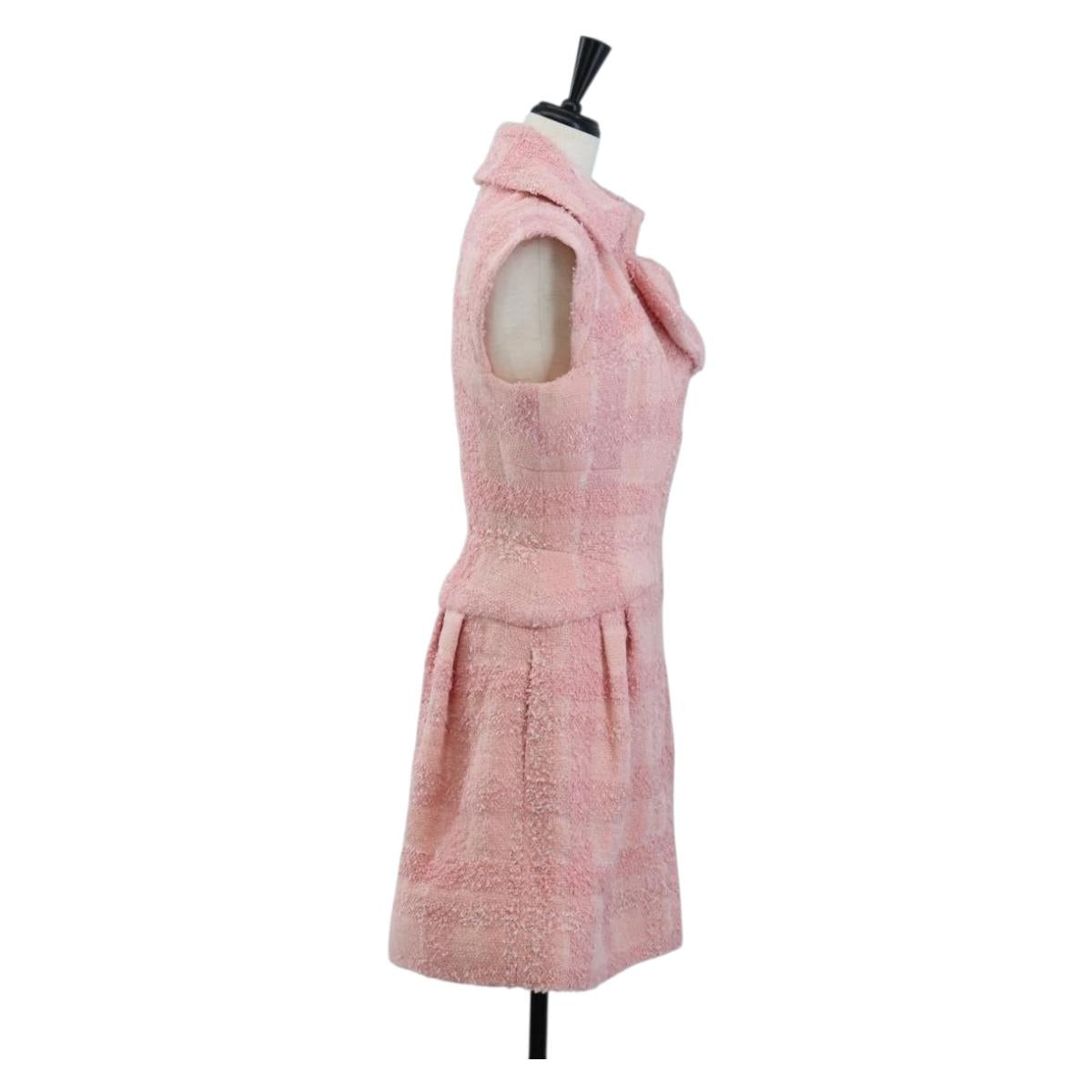 CHANEL One Piece Dress Tweed 36 Pink CC Auth 208357M