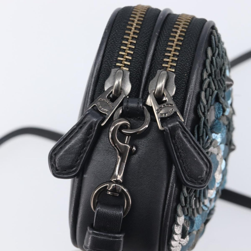 Coach Shoulder Bag Leather Black Auth 208362A
