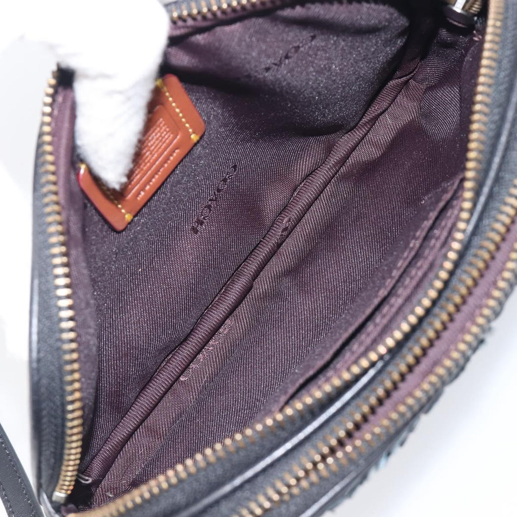 Coach Shoulder Bag Leather Black Auth 208362A