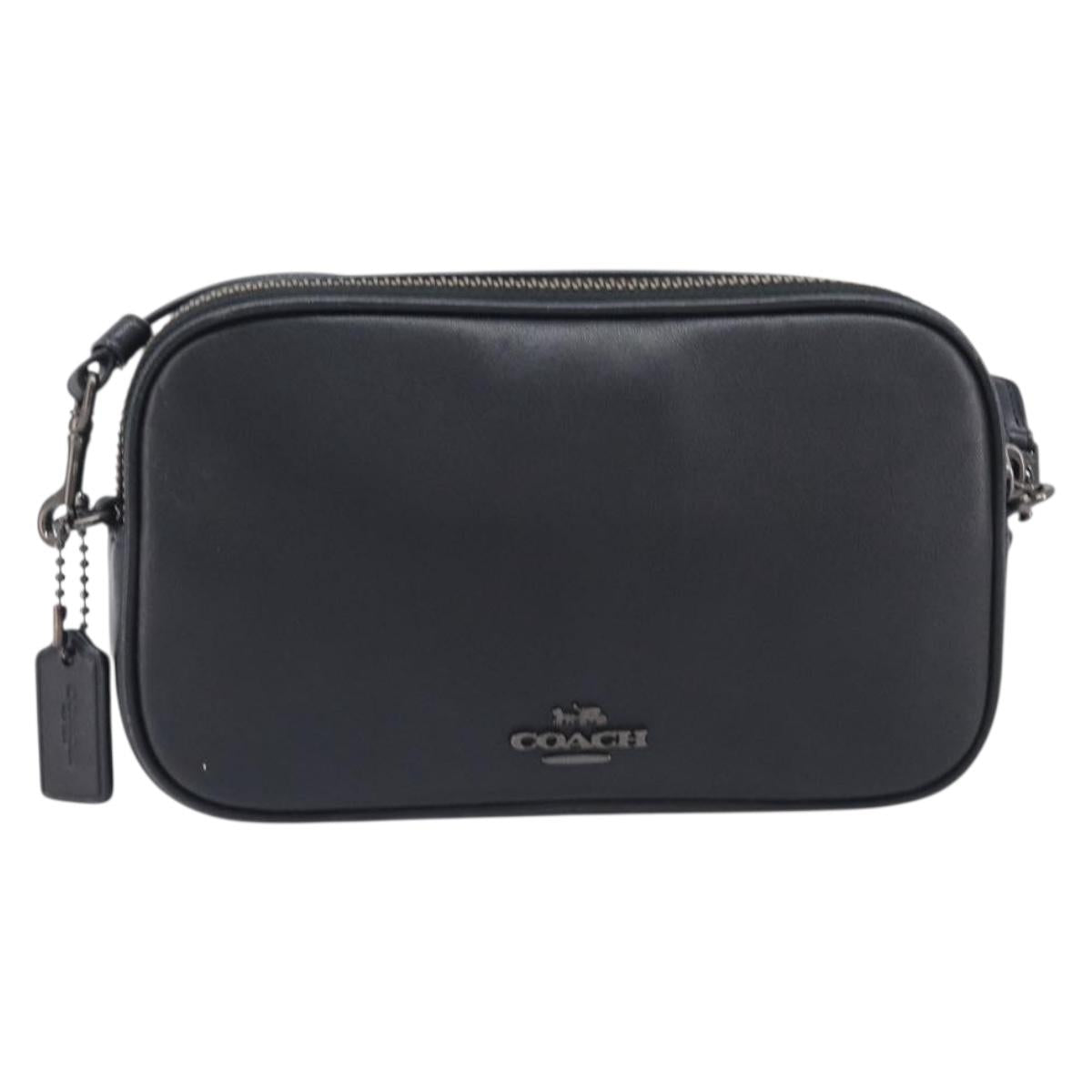 Coach Shoulder Bag Leather Black Auth 208362A