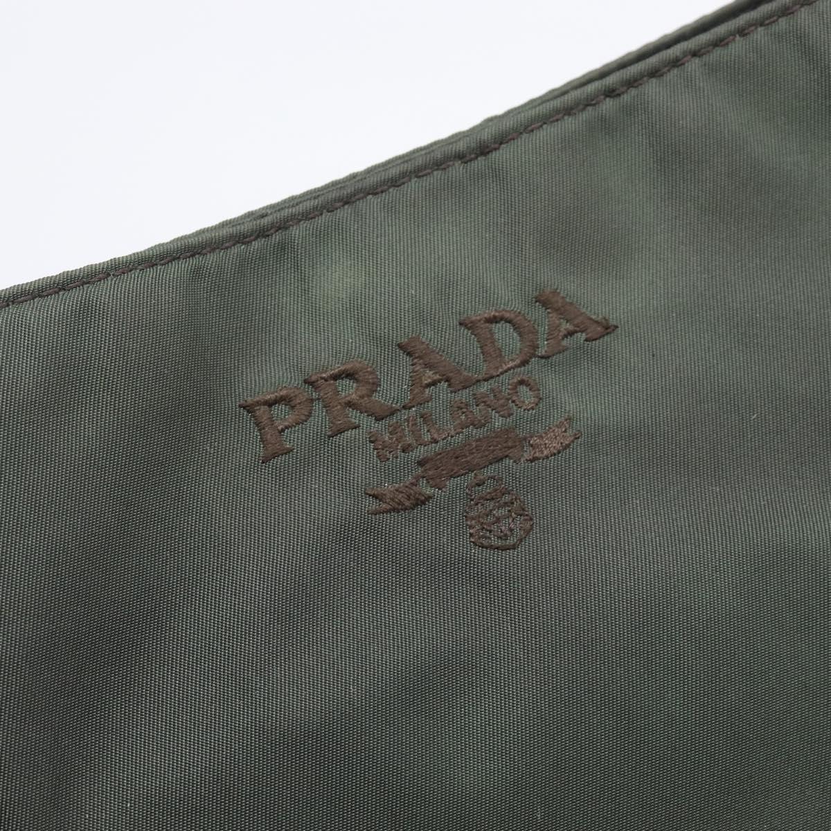 PRADA Chain Shoulder Bag Nylon Green Auth 208438A