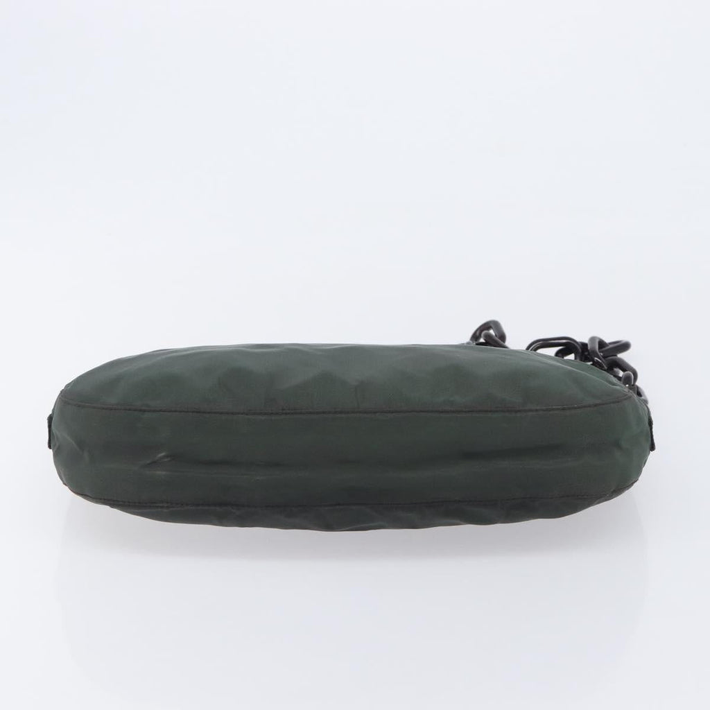 PRADA Chain Shoulder Bag Nylon Green Auth 208438A