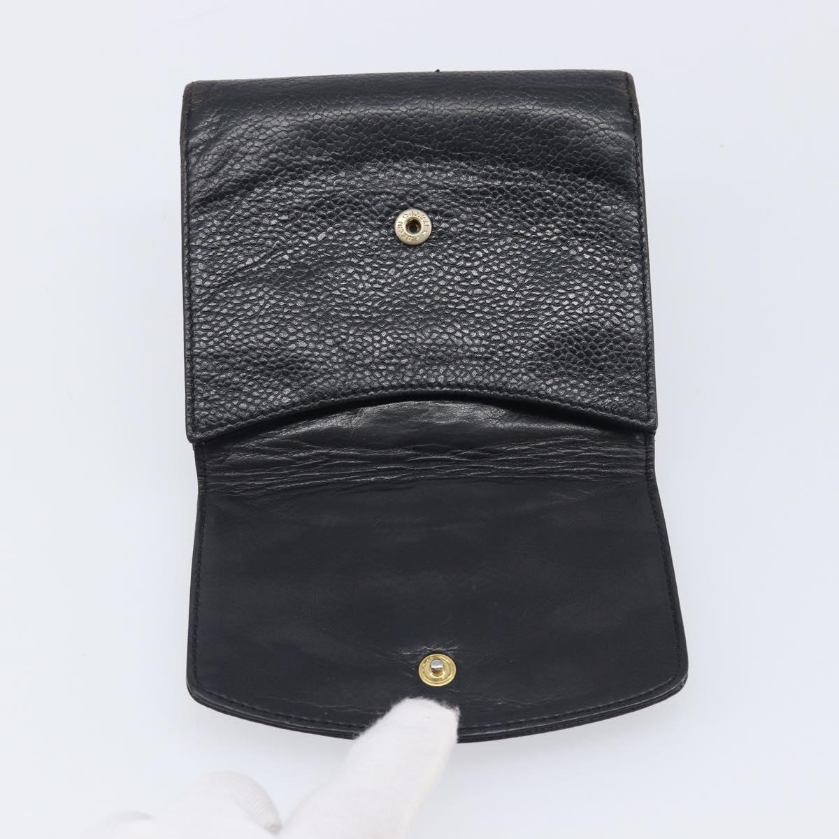 CHANEL Wallet Caviar Skin Black Gold CC Auth 208447