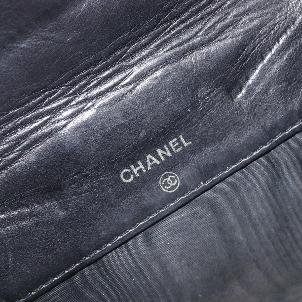 CHANEL Wallet Caviar Skin Black Gold CC Auth 208447