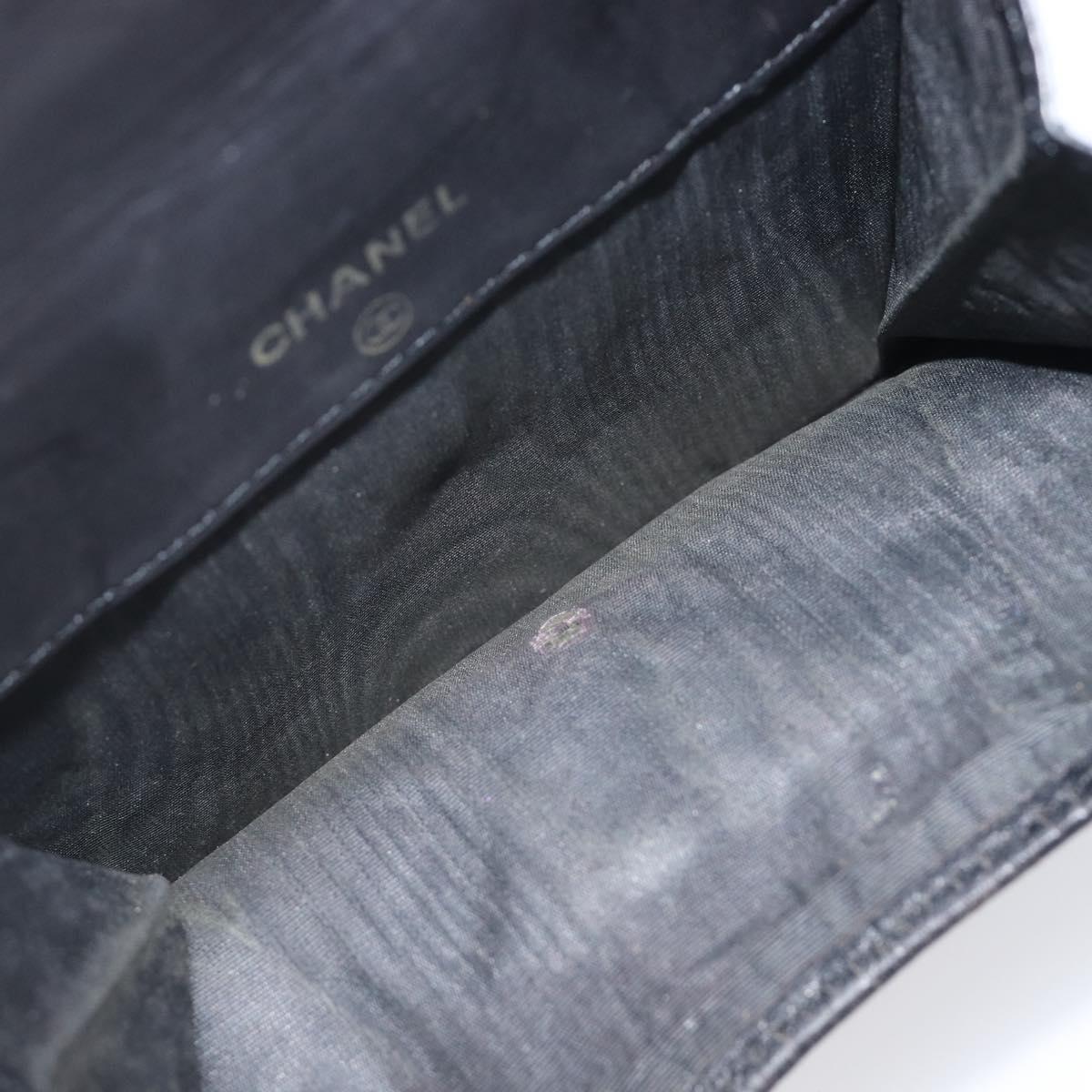CHANEL Wallet Caviar Skin Black Gold CC Auth 208447