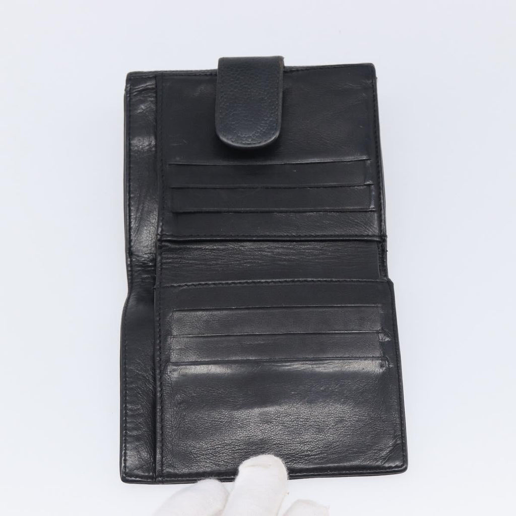 CHANEL Wallet Caviar Skin Black Gold CC Auth 208447