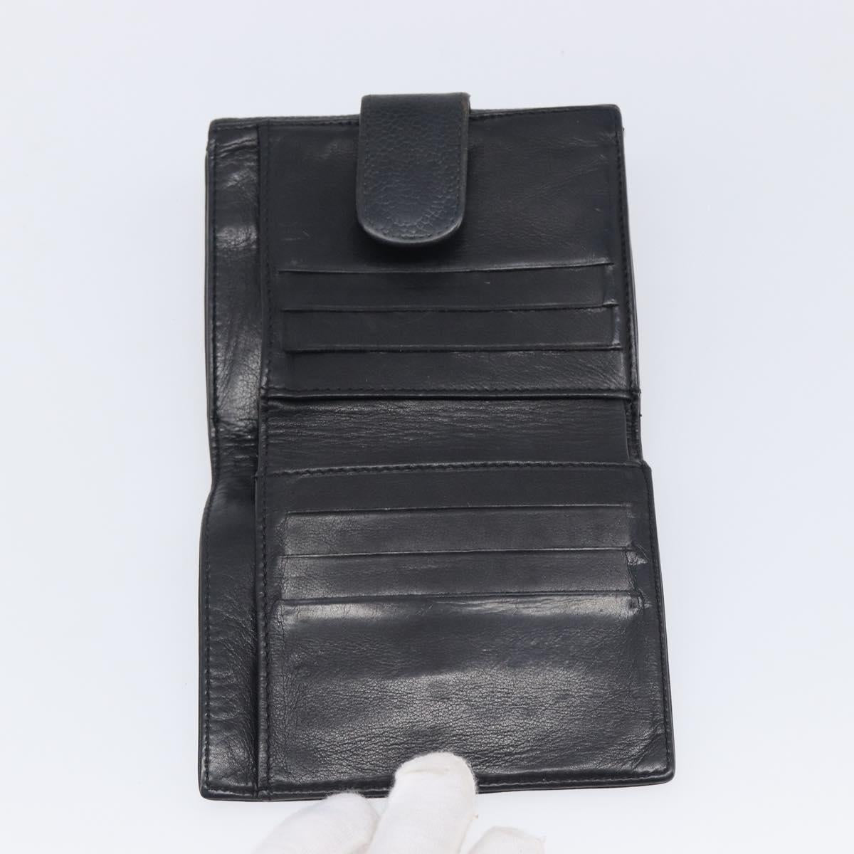 CHANEL Wallet Caviar Skin Black Gold CC Auth 208447
