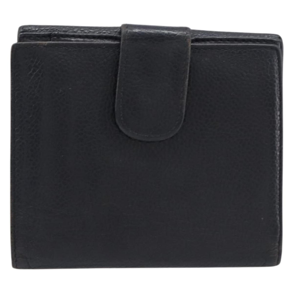 CHANEL Wallet Caviar Skin Black Gold CC Auth 208447