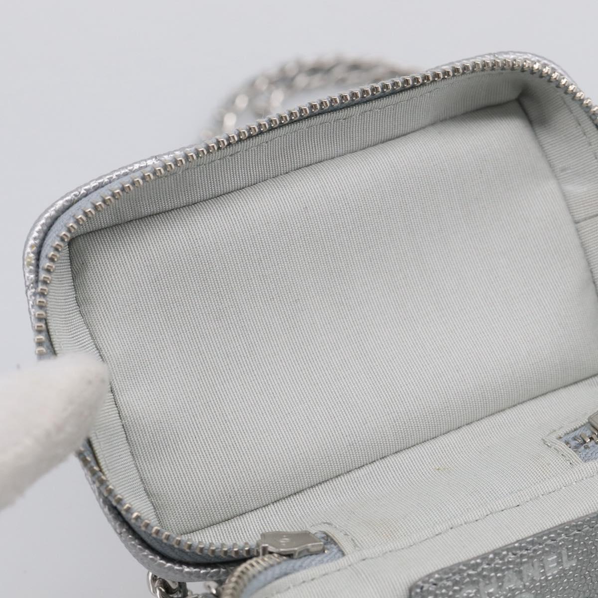 CHANEL Matelasse Chain Shoulder Vanity Pouch Caviar Skin 2way CC Auth 208451SAM