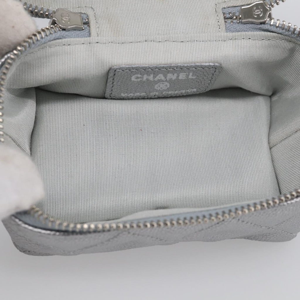 CHANEL Matelasse Chain Shoulder Vanity Pouch Caviar Skin 2way CC Auth 208451SAM