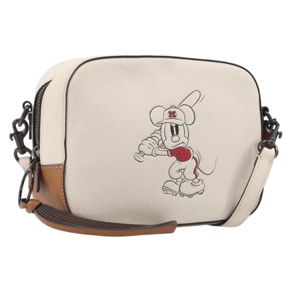 Coach Shoulder Bag Leather White Auth 208471A
