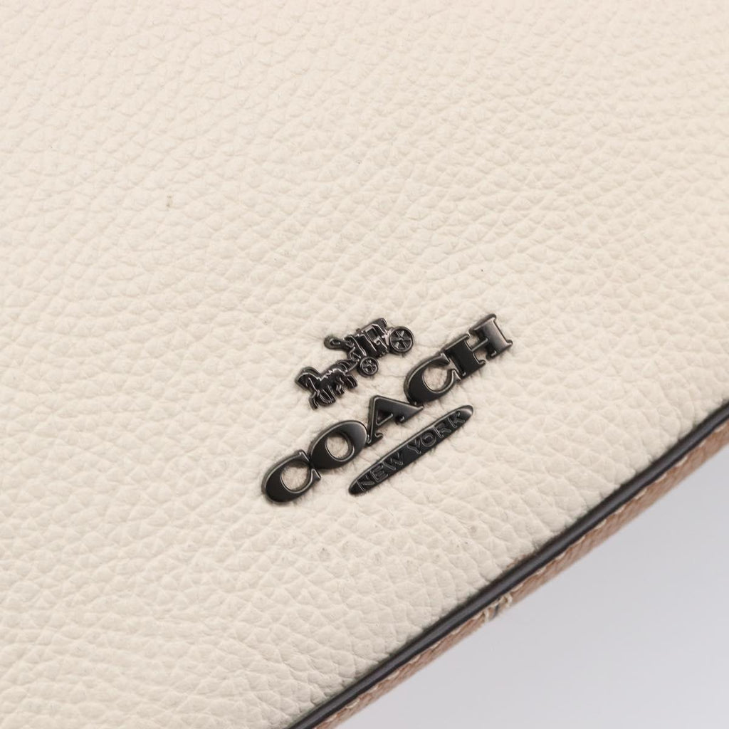 Coach Shoulder Bag Leather White Auth 208471A