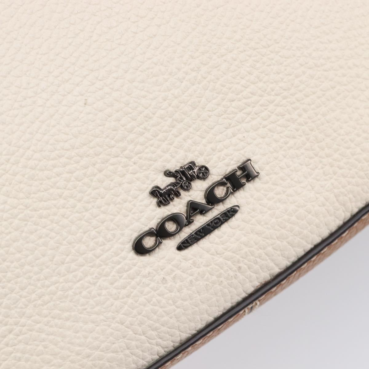 Coach Shoulder Bag Leather White Auth 208471A