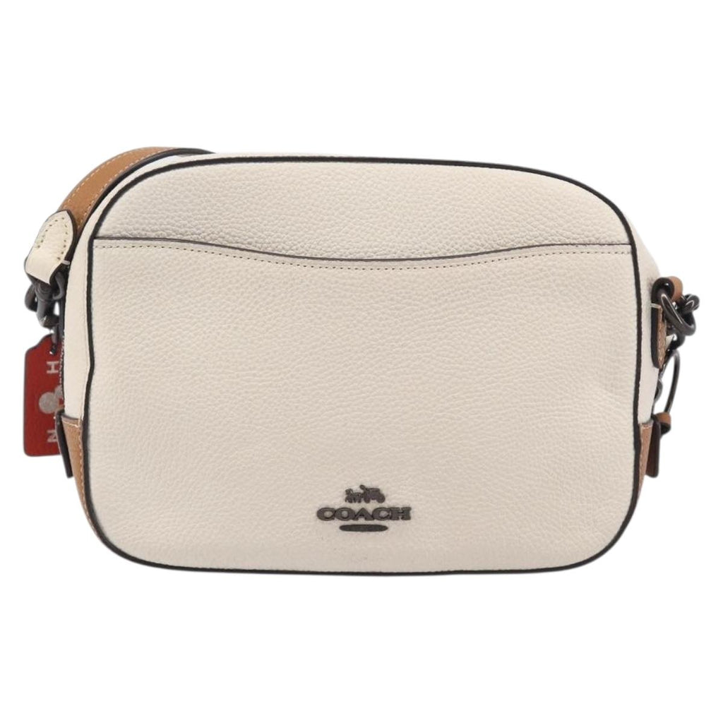 Coach Shoulder Bag Leather White Auth 208471A