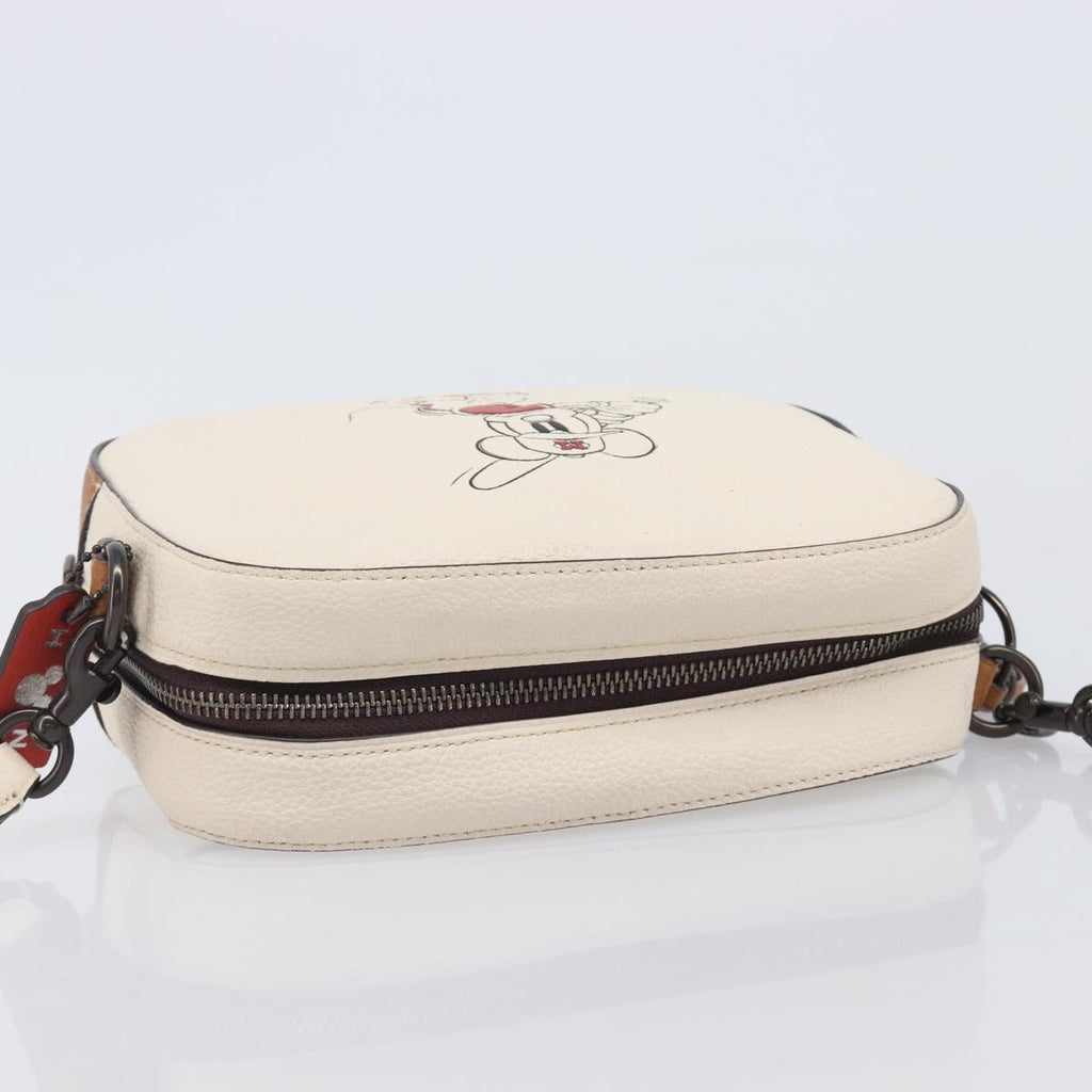 Coach Shoulder Bag Leather White Auth 208471A