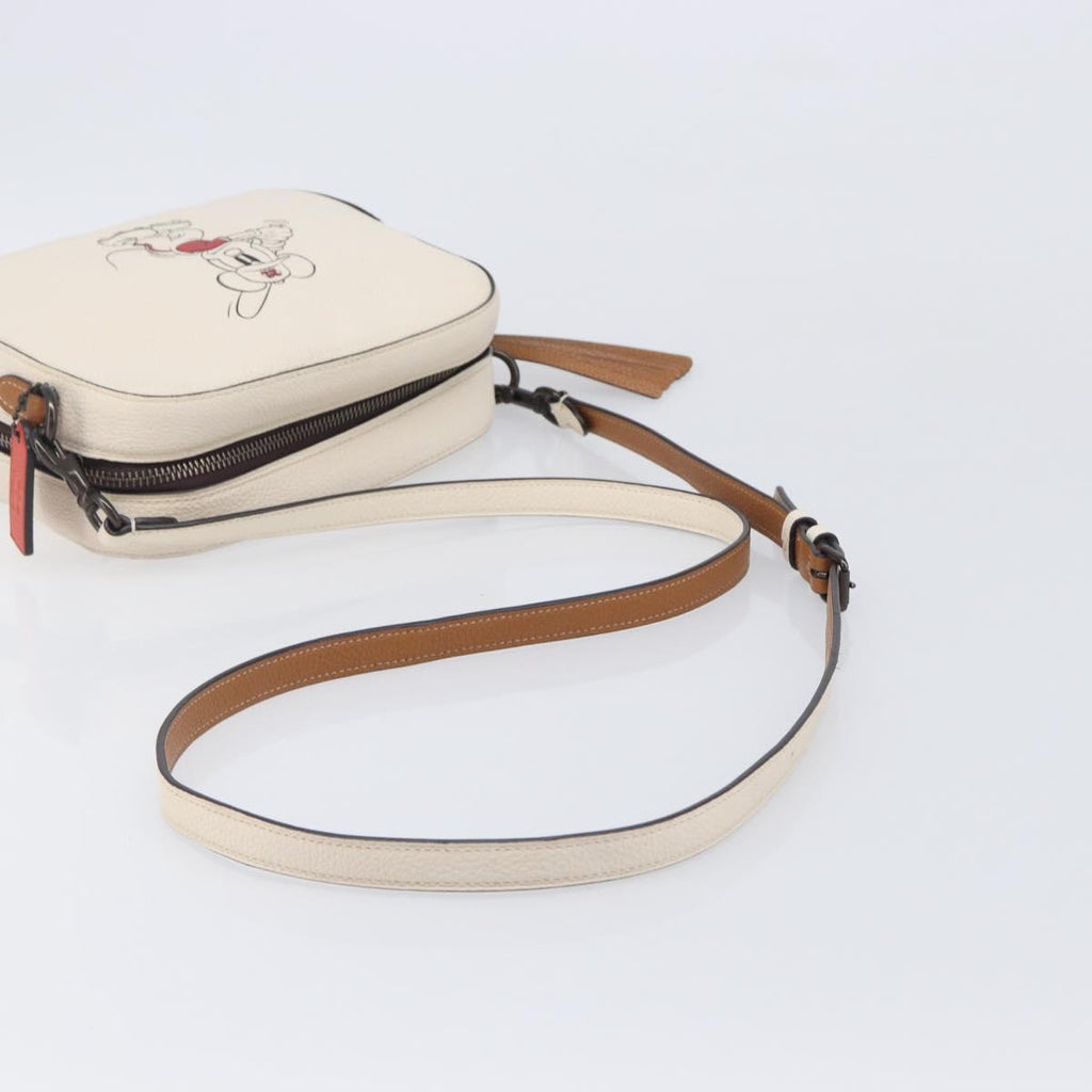 Coach Shoulder Bag Leather White Auth 208471A
