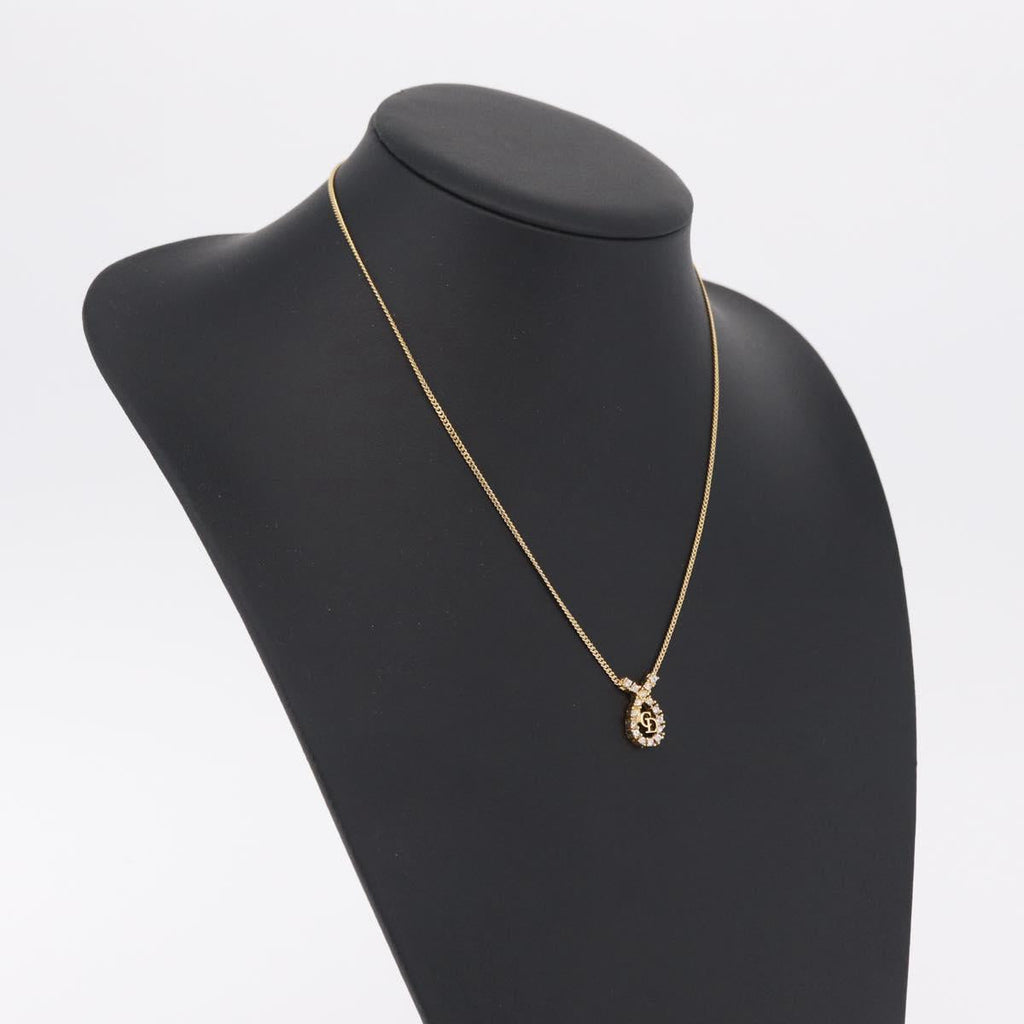 Christian Dior Necklace Metal Gold Tone Auth 208529V