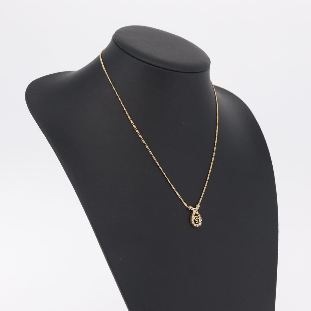 Christian Dior Necklace Metal Gold Tone Auth 208529V