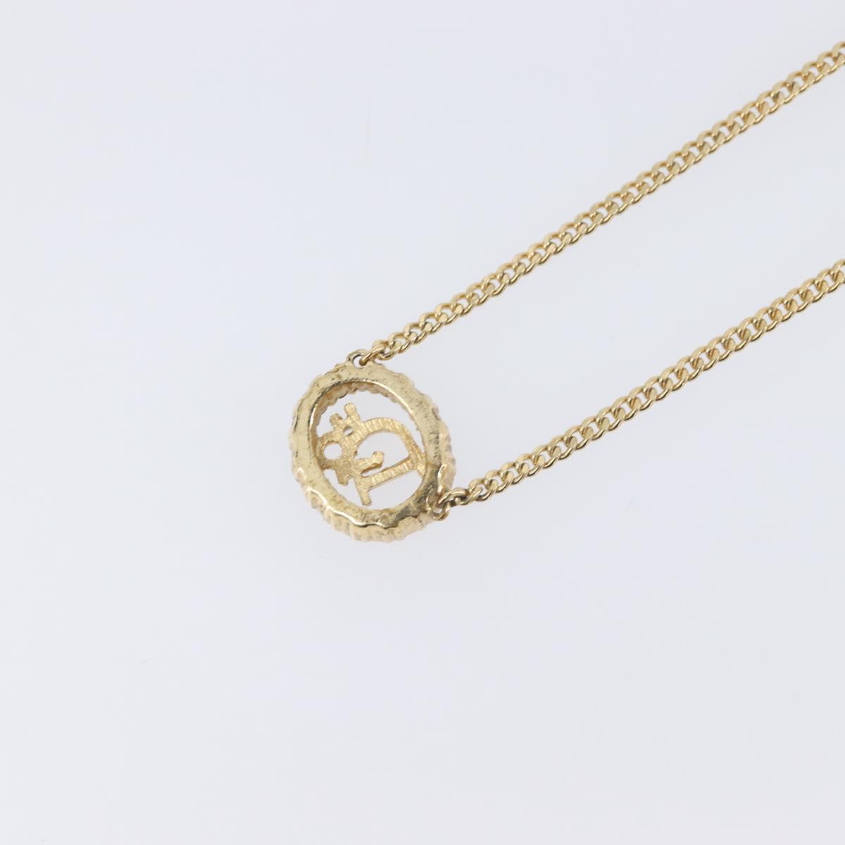 Christian Dior Necklace Metal Gold Tone Auth 208534