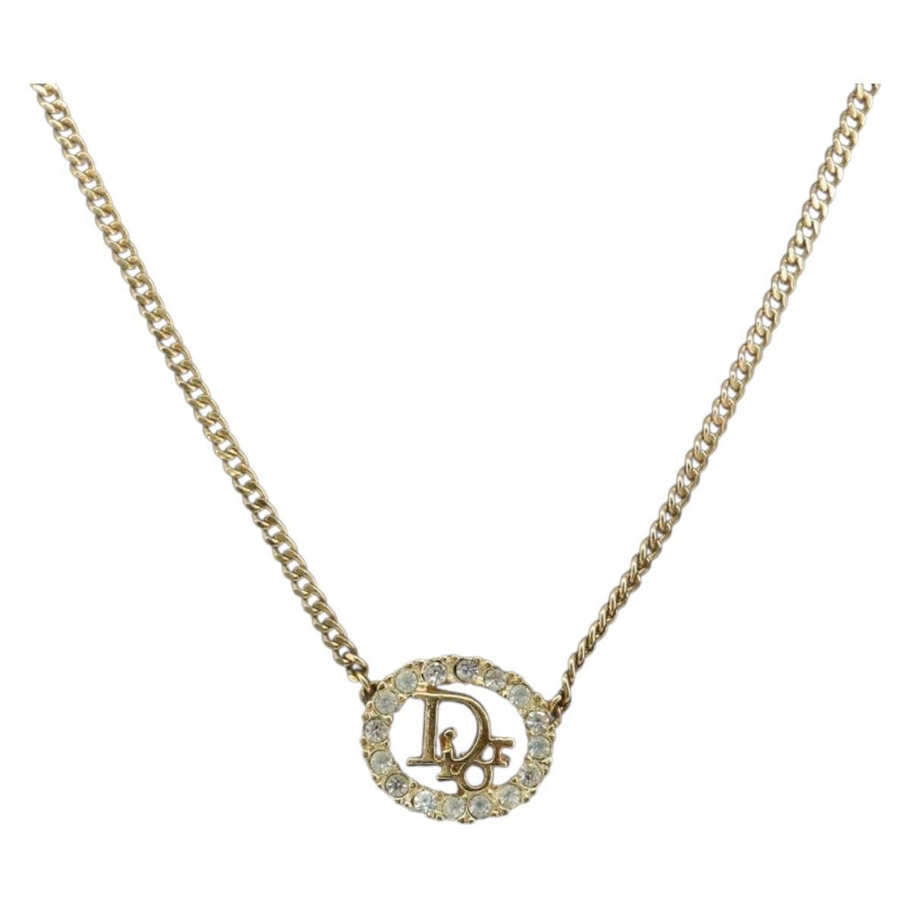 Christian Dior Necklace Metal Gold Tone Auth 208534