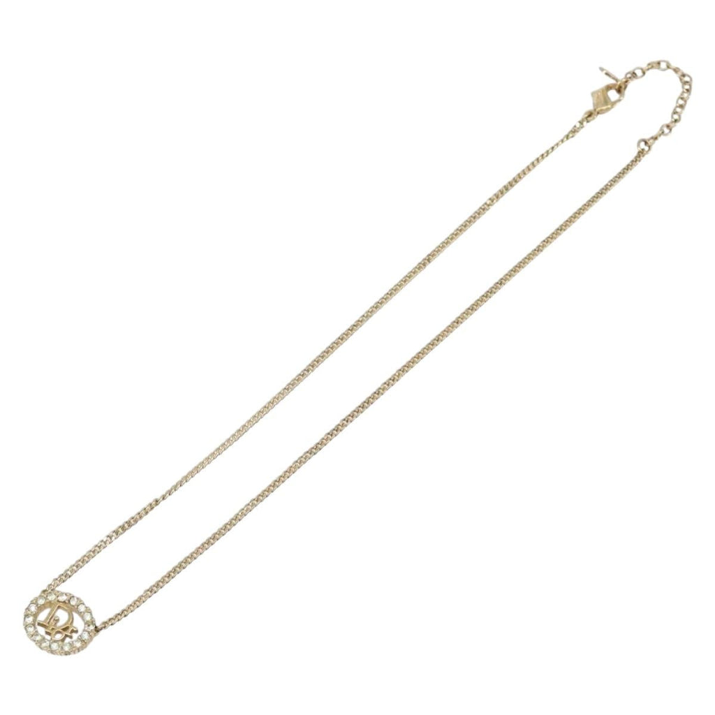 Christian Dior Necklace Metal Gold Tone Auth 208534