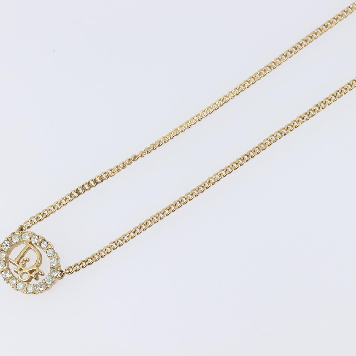 Christian Dior Necklace Metal Gold Tone Auth 208534