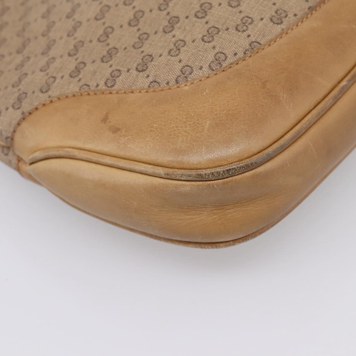 GUCCI Micro GG Supreme Jackie Hand Bag PVC Beige Gold Auth 208663