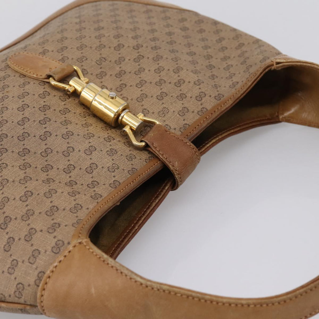 GUCCI Micro GG Supreme Jackie Hand Bag PVC Beige Gold Auth 208663