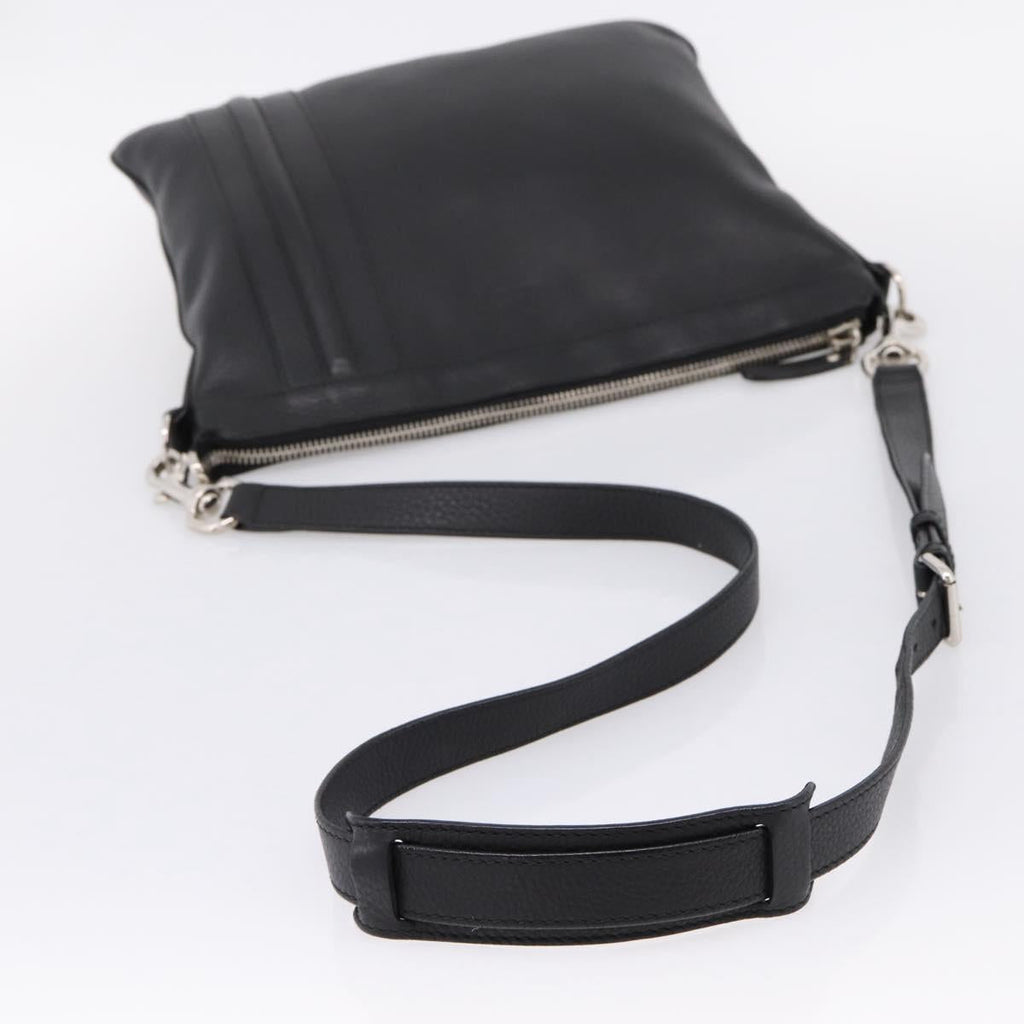 GUCCI Shoulder Bag Leather Black Silver 233329 Auth 208701V