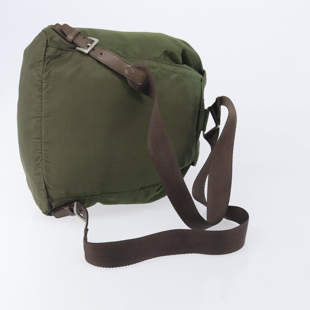 PRADA Backpack Nylon Green Silver Auth 208704