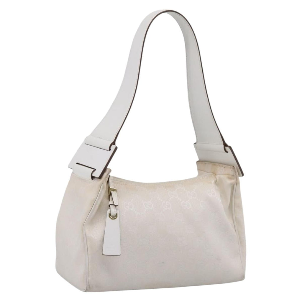 GUCCI Shoulder Bag GG Canvas White Gold 92699 Auth 208744A
