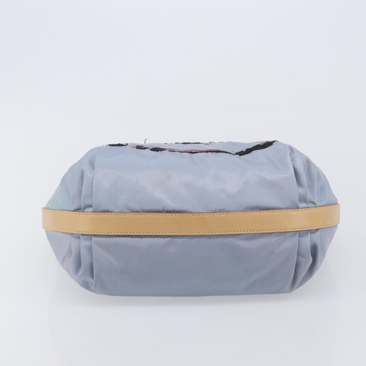 PRADA Shoulder Bag Nylon Light Blue Silver Auth 208746