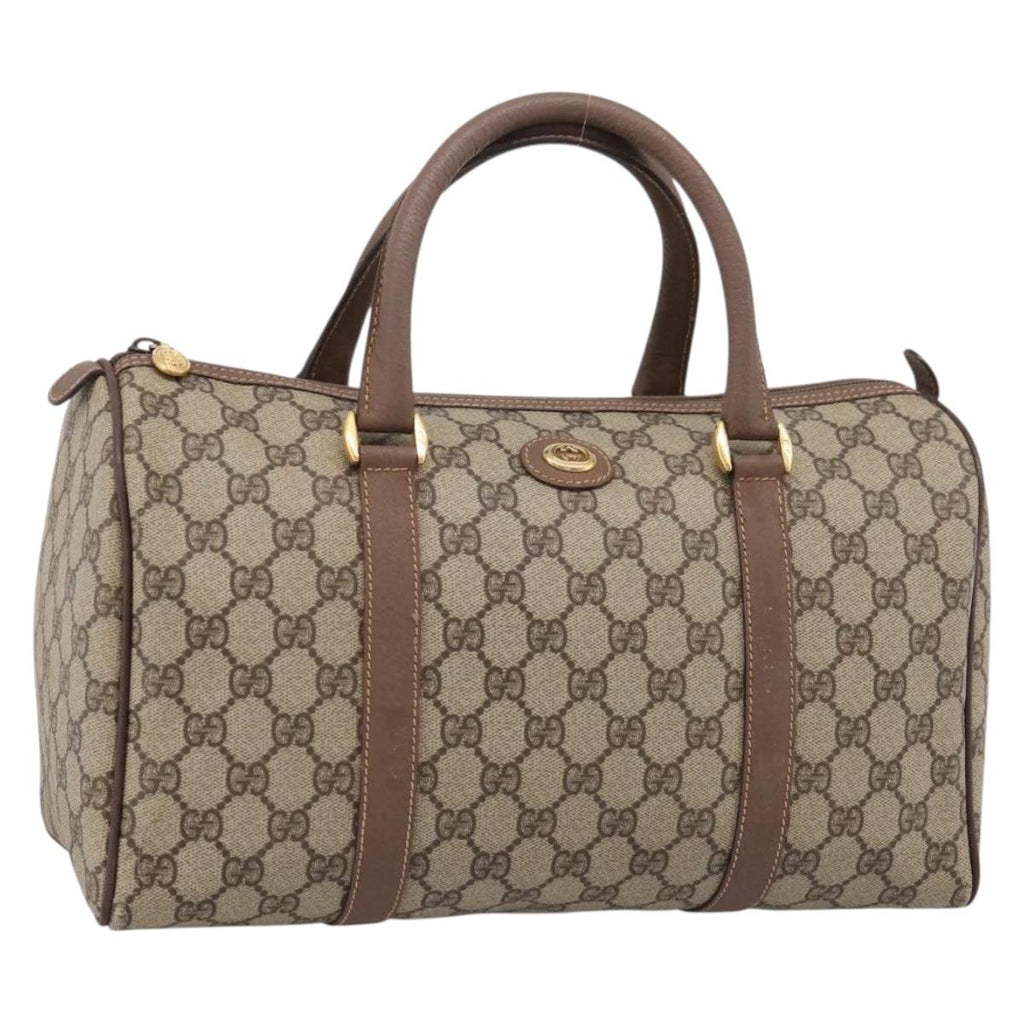 GUCCI GG Supreme Hand Bag PVC Beige Gold Tone 002 23 6842 Auth 208874