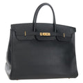 HERMES Birkin 40 Hand Bag Taurillon Clemence Black Gold Tone Auth 209093SM
