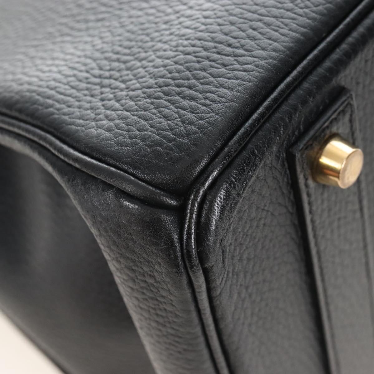 HERMES Birkin 40 Hand Bag Taurillon Clemence Black Gold Tone Auth 209093SM