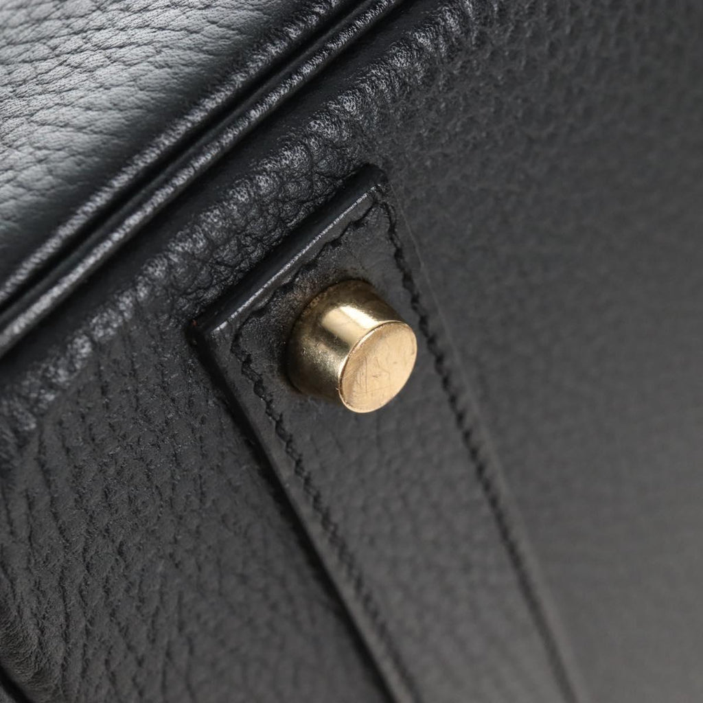 HERMES Birkin 40 Hand Bag Taurillon Clemence Black Gold Tone Auth 209093SM