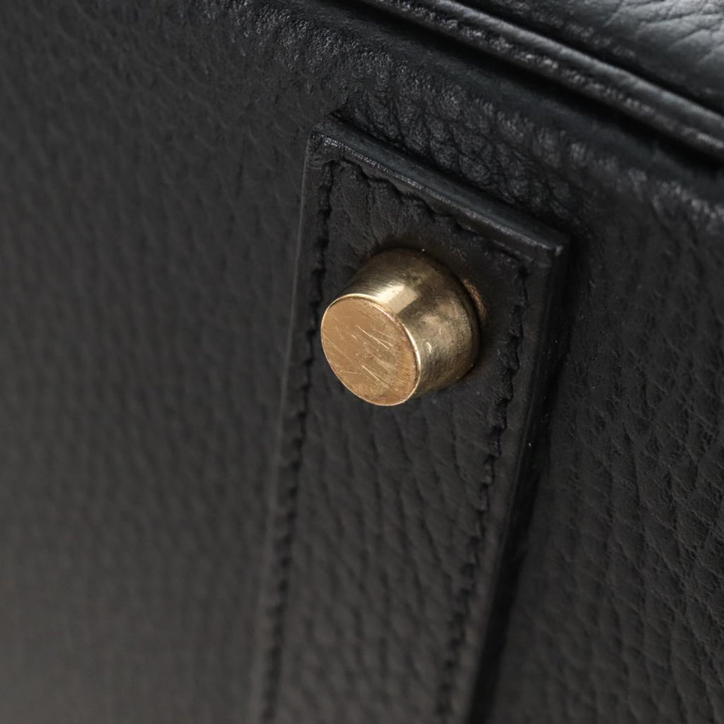 HERMES Birkin 40 Hand Bag Taurillon Clemence Black Gold Tone Auth 209093SM