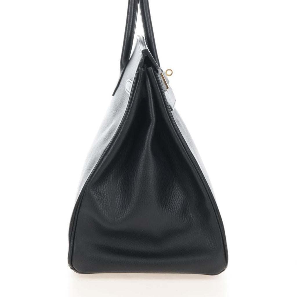 HERMES Birkin 40 Hand Bag Taurillon Clemence Black Gold Tone Auth 209093SM