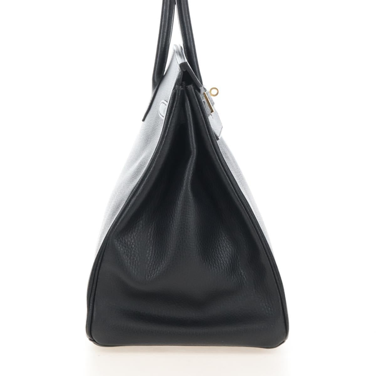 HERMES Birkin 40 Hand Bag Taurillon Clemence Black Gold Tone Auth 209093SM