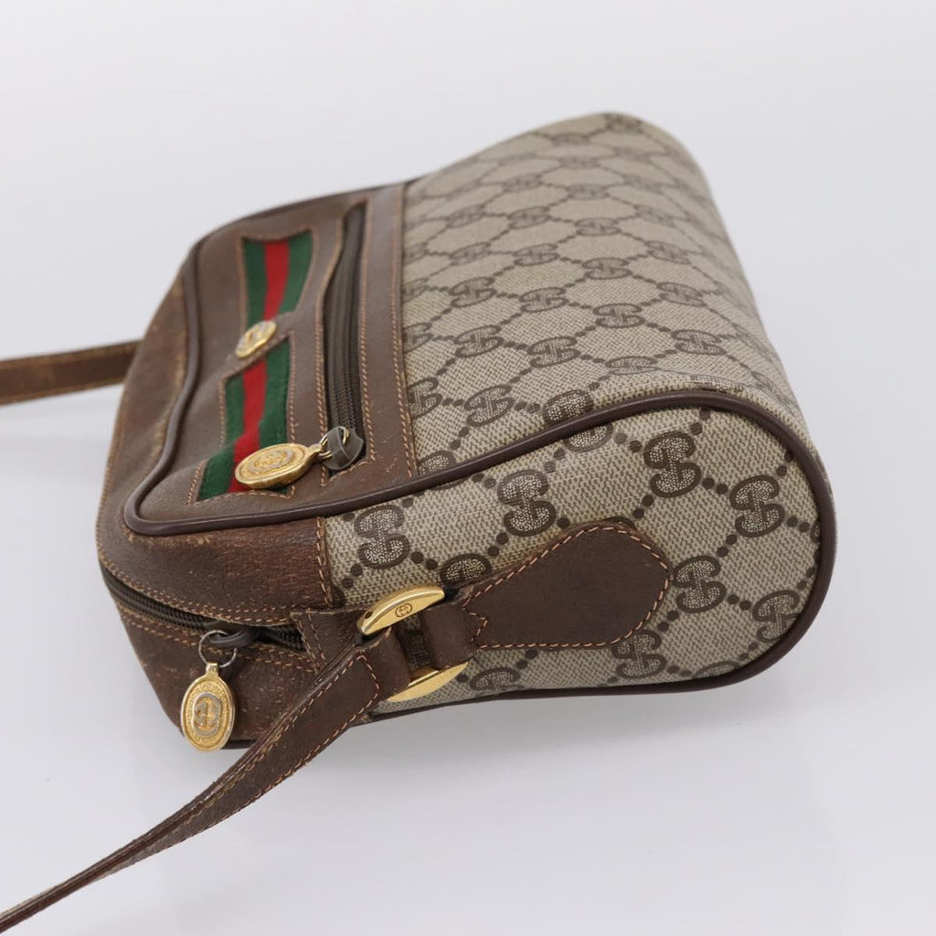 GUCCI GG Supreme Web Sherry Line Shoulder Bag PVC Beige 56 02 088 Auth 209137