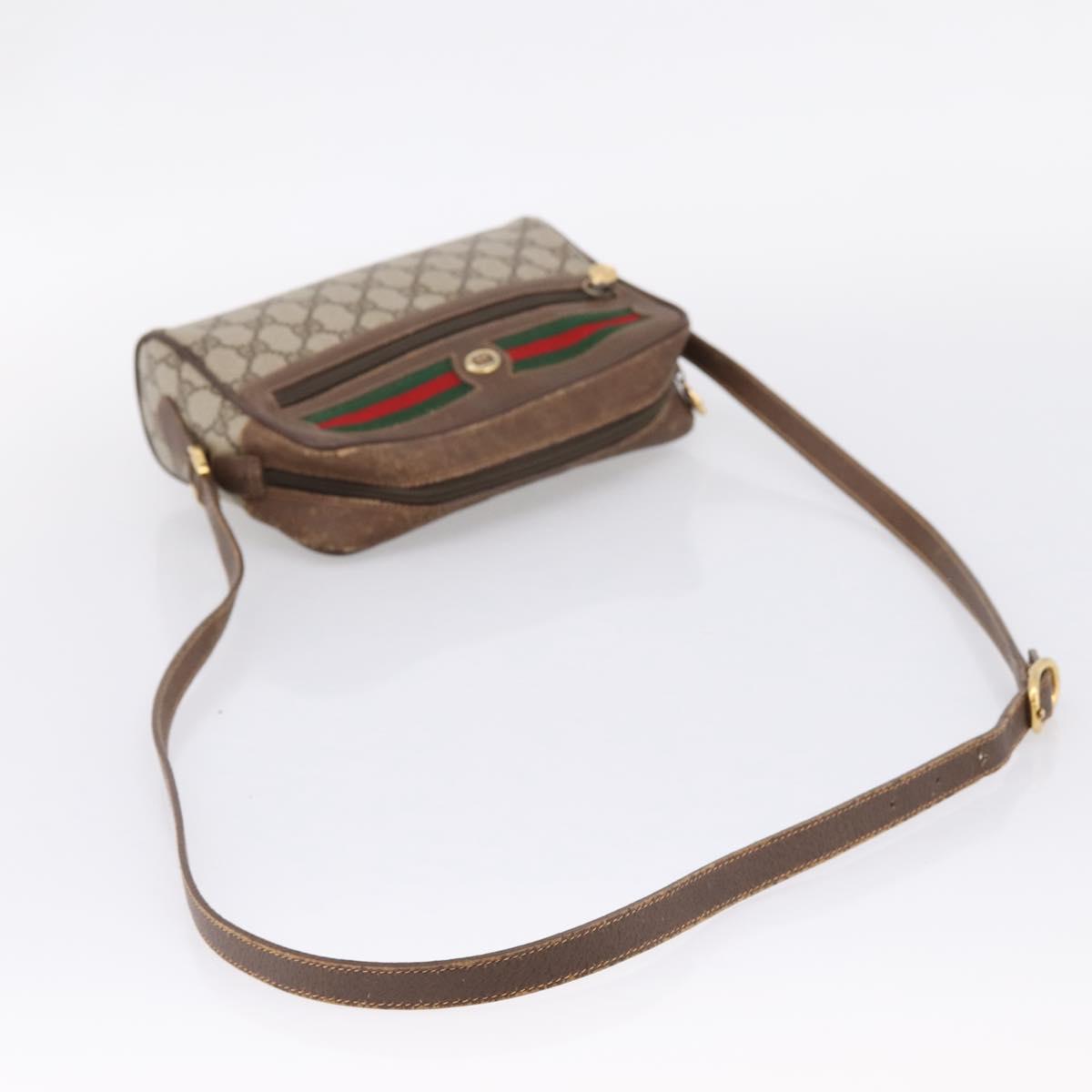 GUCCI GG Supreme Web Sherry Line Shoulder Bag PVC Beige 56 02 088 Auth 209137