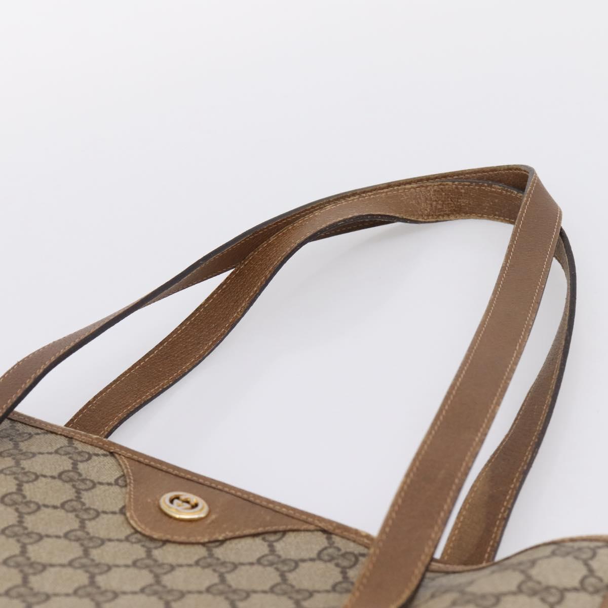 GUCCI GG Supreme Tote Bag PVC Beige Gold Tone 40 02 998 Auth 209148