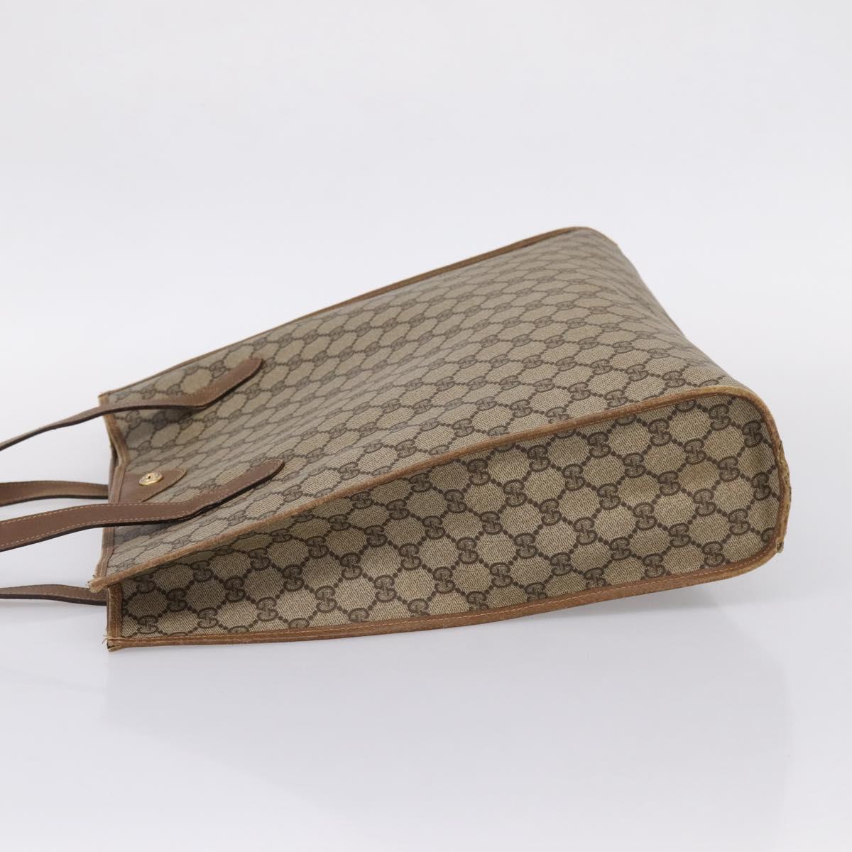 GUCCI GG Supreme Tote Bag PVC Beige Gold Tone 40 02 998 Auth 209148