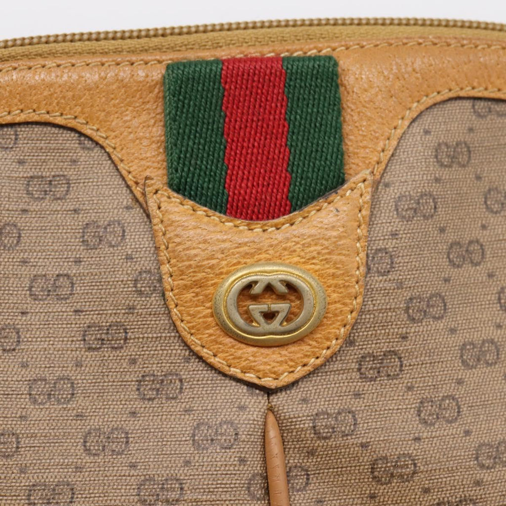 GUCCI Micro GG Web Sherry Line Shoulder Bag PVC Brown 904 02 047 Auth 209155