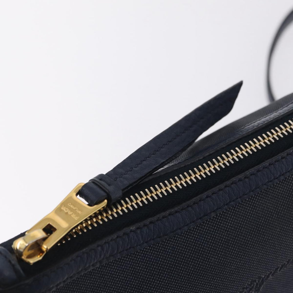 PRADA Shoulder Bag Jacquard Navy Gold Auth 209294A