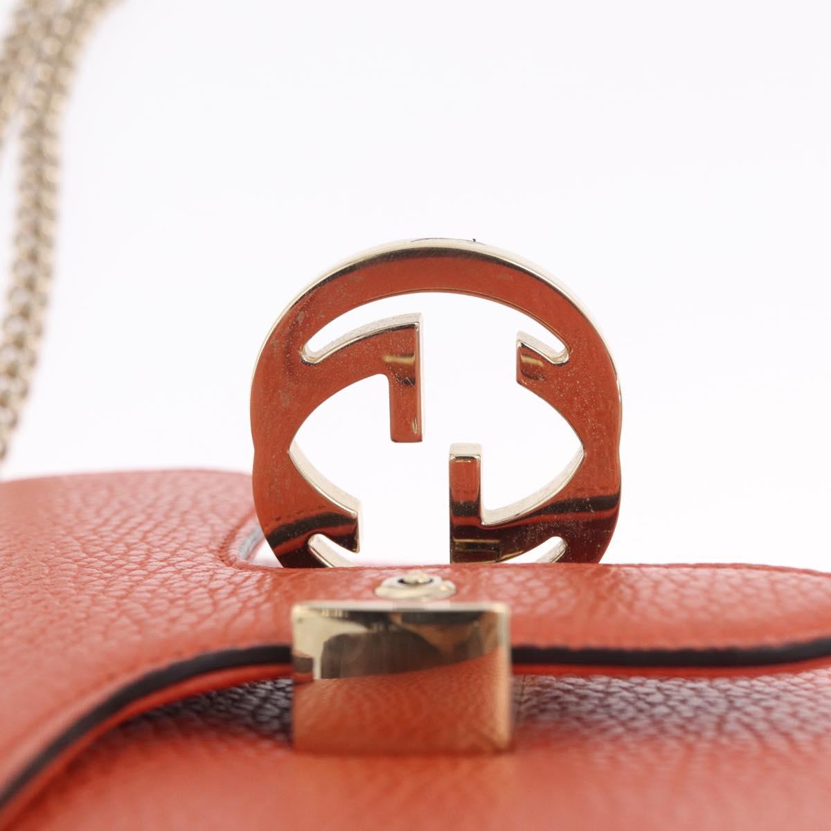 GUCCI Interlocking G Chain Bag Leather Outlet Orange Gold 510304 Auth 209361V