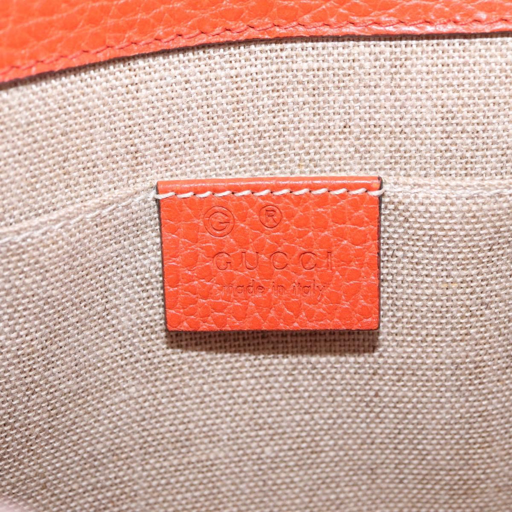 GUCCI Interlocking G Chain Bag Leather Outlet Orange Gold 510304 Auth 209361V