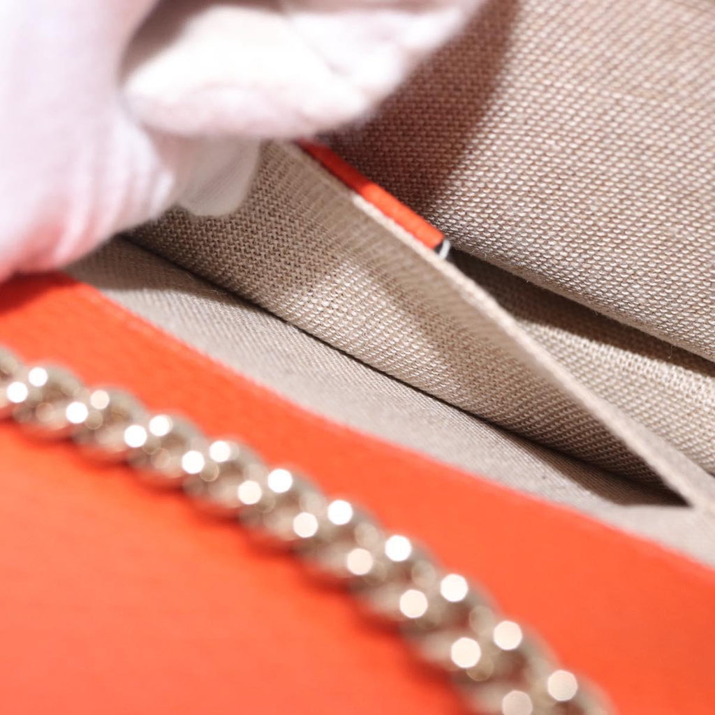 GUCCI Interlocking G Chain Bag Leather Outlet Orange Gold 510304 Auth 209361V