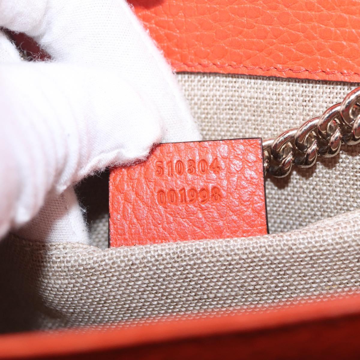 GUCCI Interlocking G Chain Bag Leather Outlet Orange Gold 510304 Auth 209361V